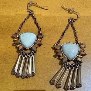 Blue and Amber Stone Earrings